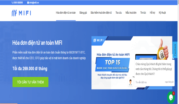 Truy cập vào website MIFI để thực hiện tra cứu hóa đơn