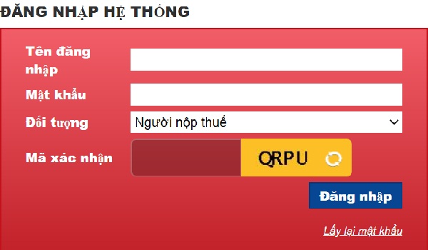 Đăng nhập tài khoản khai báo thuế online