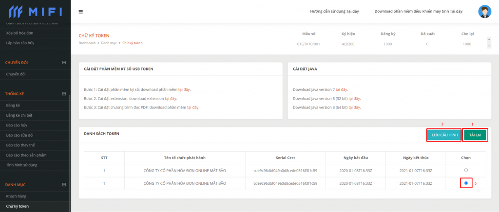 Cài đặt chữ ký số (USB Token)