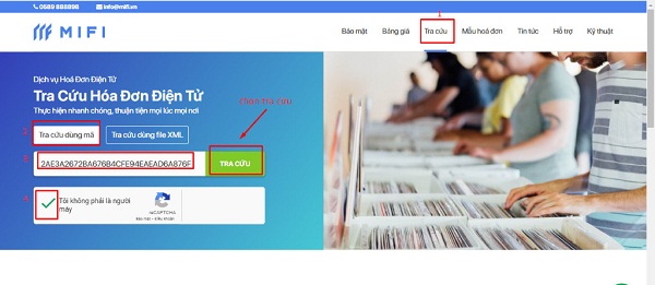 Tra cứu trên Trang Hóa đơn Điện tử An toàn MIFI