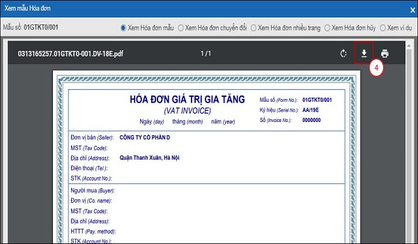 hình thức hóa đơn điện tử