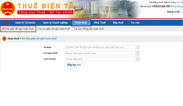 hướng dẫn đăng ký hoàn thuế điện tử qua mạng