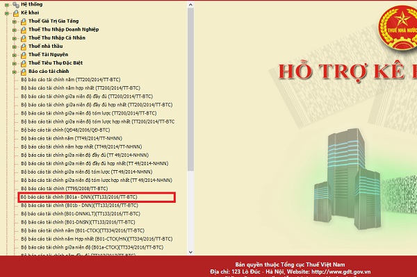 báo cáo tài chính theo mẫu B01a-DNN