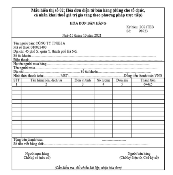 Sử dụng mẫu hiển thị số 02 khi tổ chức, cá nhân khai thuế giá trị gia tăng theo phương pháp trực tiếp.