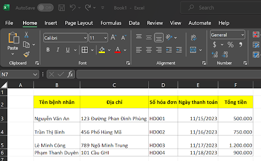 Tạo danh sách dữ liệu mail merge trong Excel
