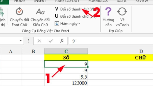 Thao táo chuyển số thành chữ Excel kế toán