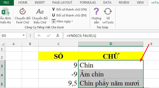 Kết quả chuyển số thành chữ thành công