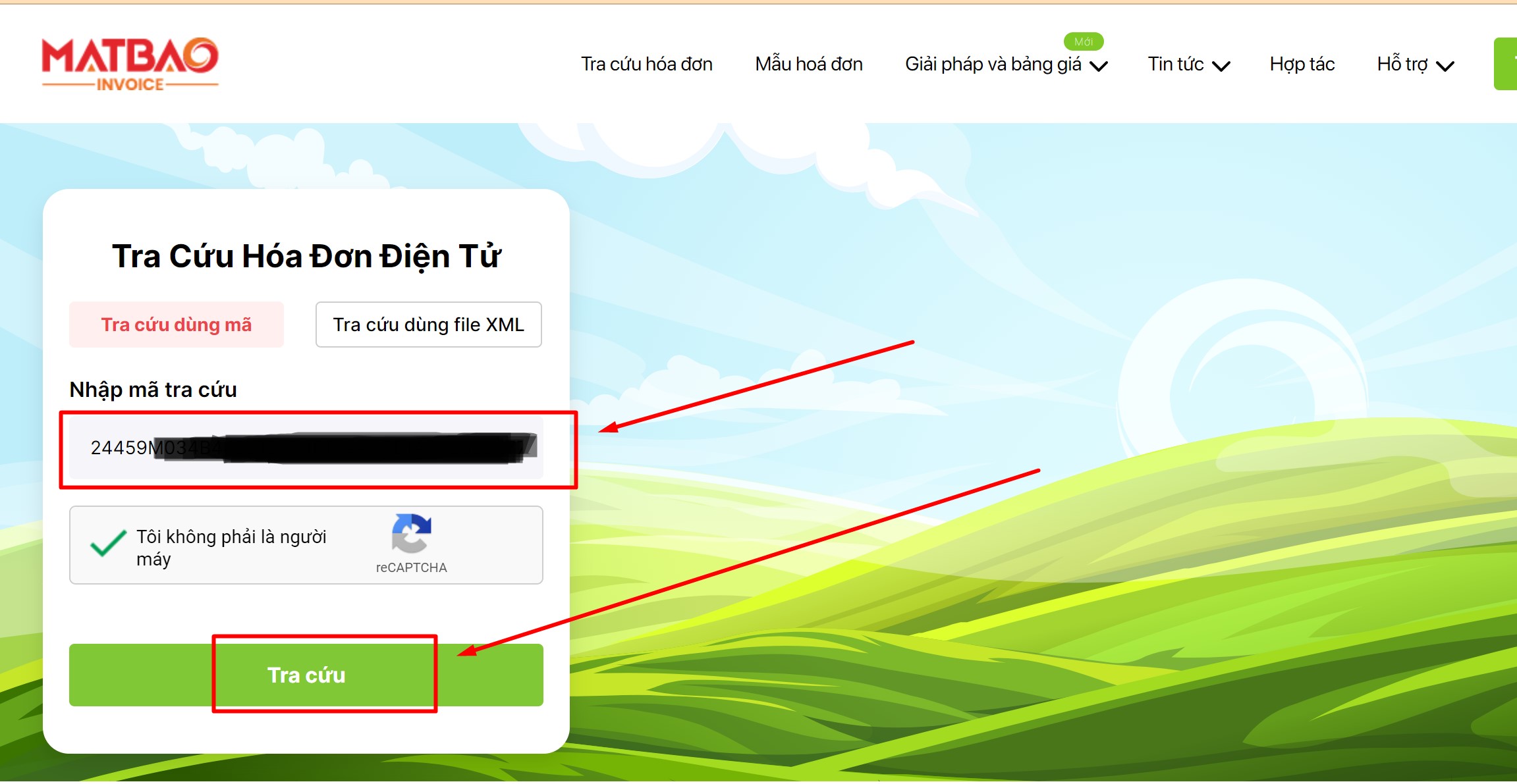Nhập thông tin mã số tra cứu