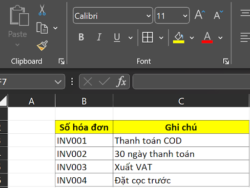 Ví dụ về cách xuống dòng trong Excel cho dân kế toán bằng phím Alt + Enter