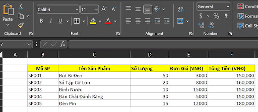 Ví dụ về cách xuống dòng trong Excel cho dân kế toán bằng phím Excel Table