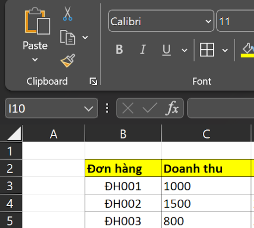 Ví dụ hàm INDEX trong xử lý tổng hợp doanh thu kế toán