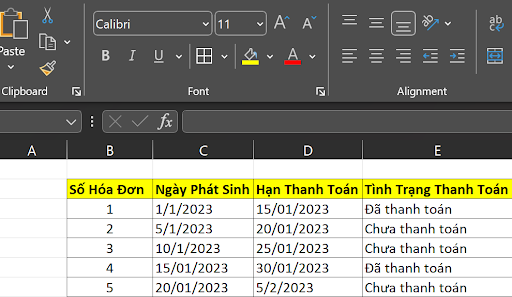 Ví dụ về hàm Countif đánh giá công nợ trong Excel cho kế toán