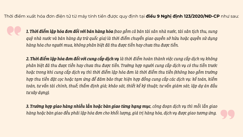 Thời điển xuất hóa đơn điện tử từ máy tính tiền