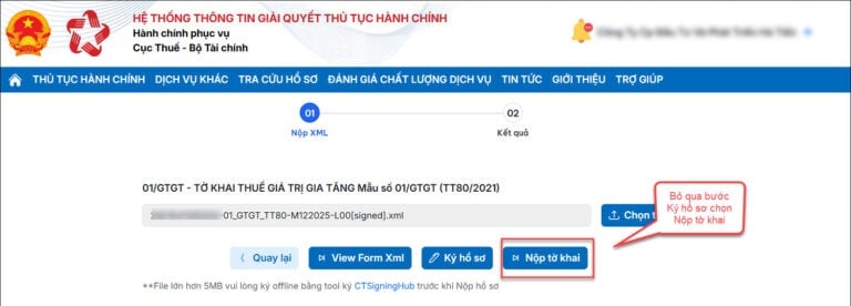Chữ ký điện tử trên tờ khai không hợp lệ